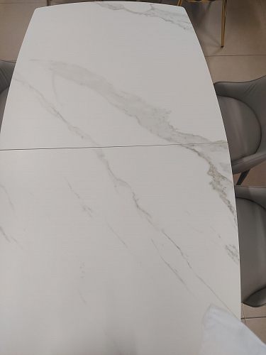 Стеклянный стол Вейл 140(180)х80 кристл статуарио / черный из шоурума 2